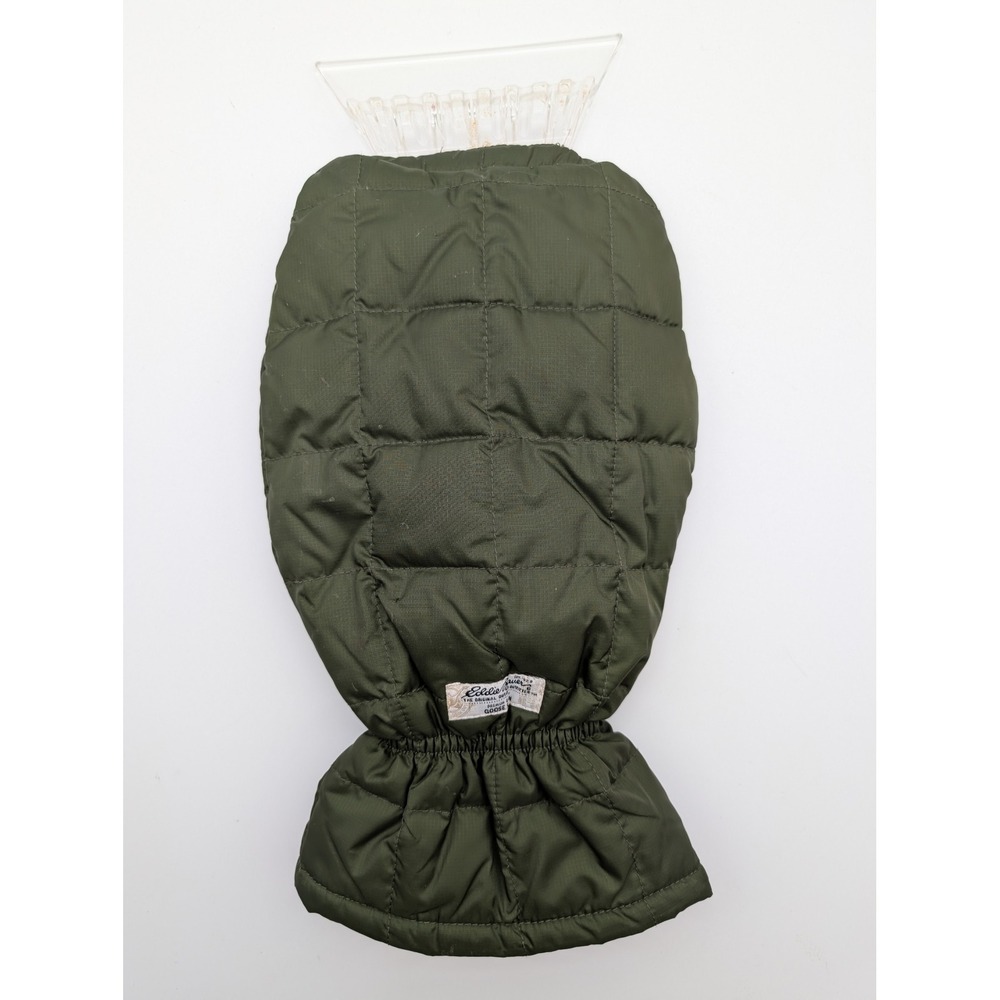 Eddie Bauer Goose Down Quilted Ice Scraper Mitt Olive Green Ripstop One Size